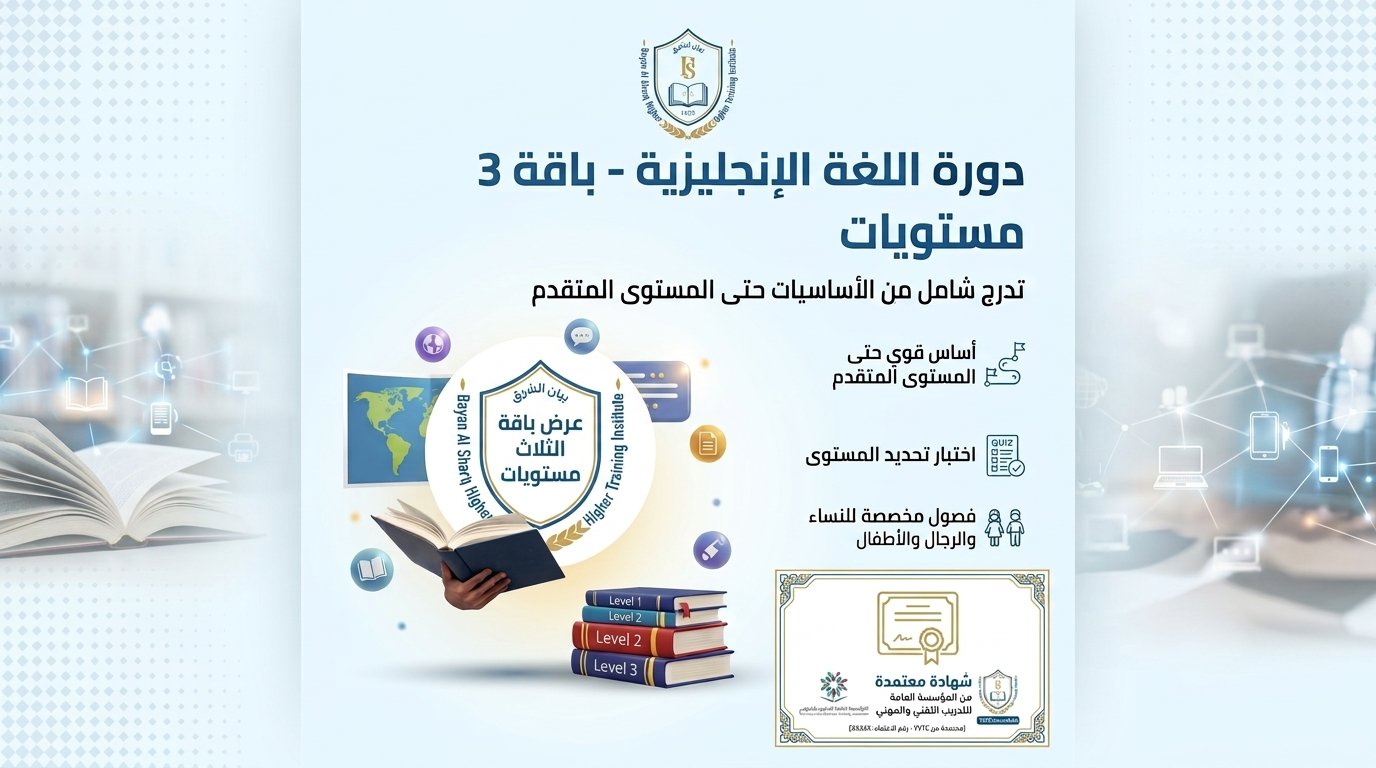 باقة 3 مستويات – دورات الإنجليزي (عن بعد)