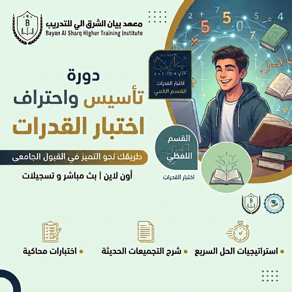 دورة القدرات (كمي-لفظي) | ابتداء من 26/9/2026 7:30PM – عن بعد